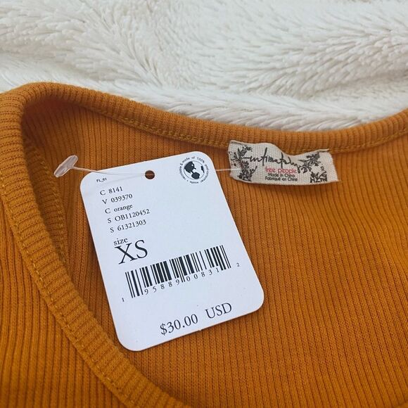 NWT Intimately Free People ribbed bodysuit mustard yellow XS BRAND NEW - Picture 7 of 7